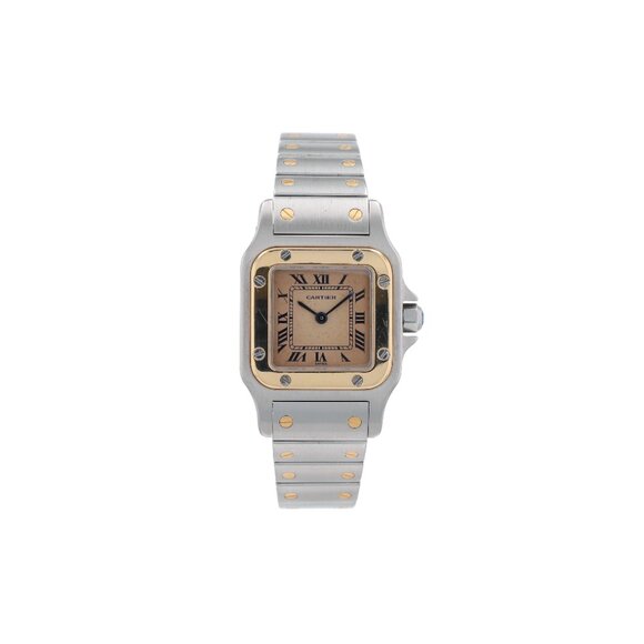 Cartier Santos Galbée Quartz 24mm White Roman Numeral Two-Tone Watch 1057930